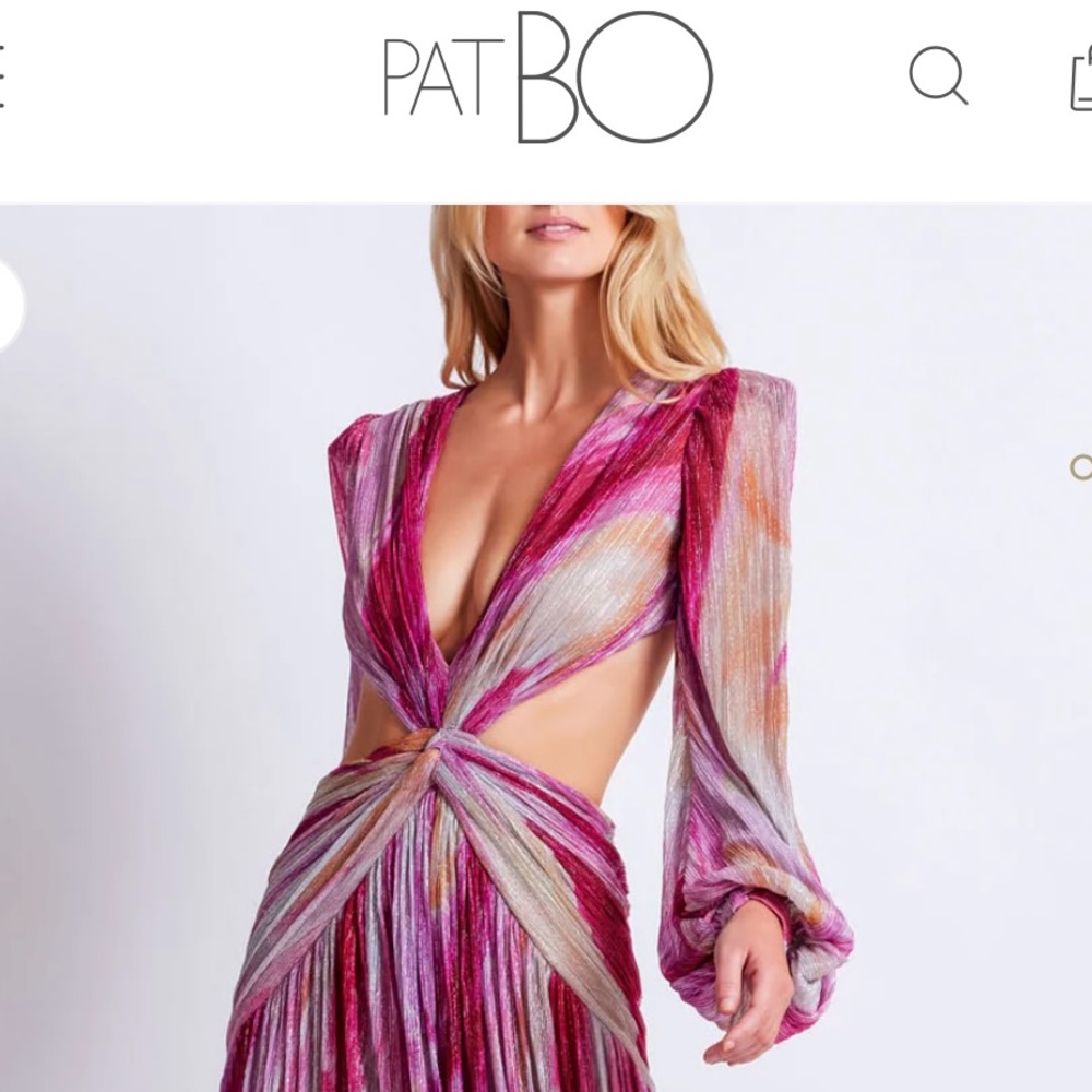 PatBO Pink Ruched Tie Front Gown